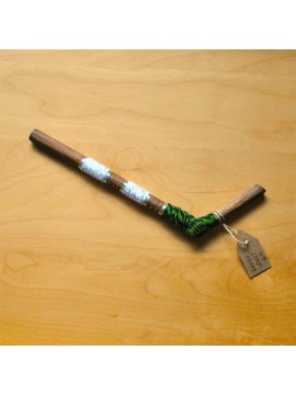 Tepi Traditional Handmade Rapé Snuff Applicator Pipe Peru Green / Silver